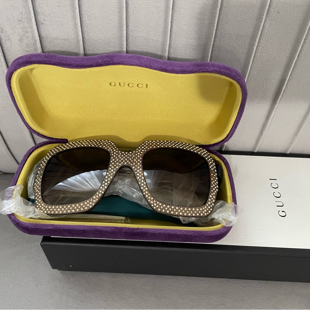 Gucci Square Acetate Rhinestone Glasses